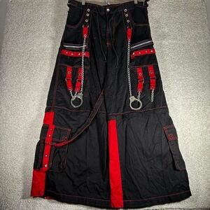 Vintage Tripp NYC black and red goth raver bondage baggy wide leg pants